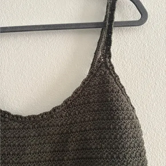 Aerie Green Knit Cropped Tank Boho Top Medium - Picture 4 of 9